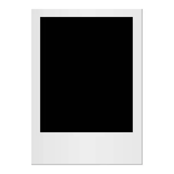 Vector illustration of Empty white photo frame. Realistic vertical photo card frame mockup - stock vector