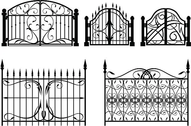 Vector illustration of Iron Gate & fence