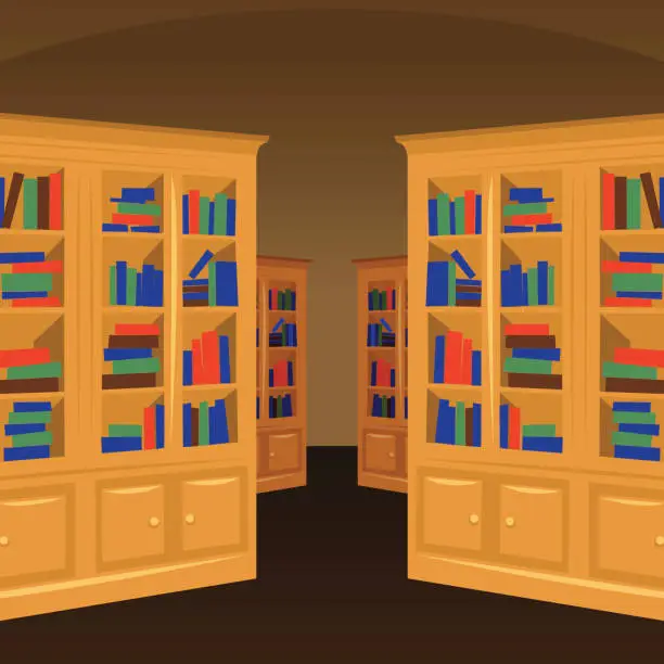 Vector illustration of Library vector interior