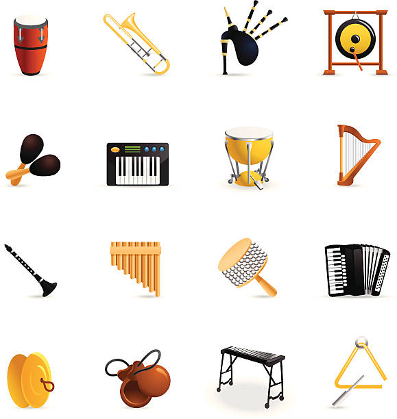 farbe icon-musikinstrumente - kastagnetten stock-grafiken, -clipart, -cartoons und -symbole