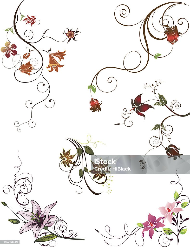 Elementos de diseño-estampados florales - arte vectorial de Abstracto libre de derechos