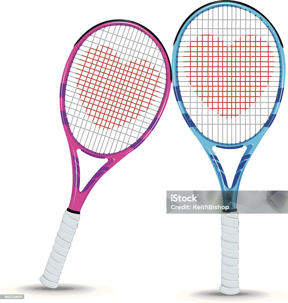 Теннисная ракетка пара в любви с сердцем - Векторная графика Теннис роялти-фри