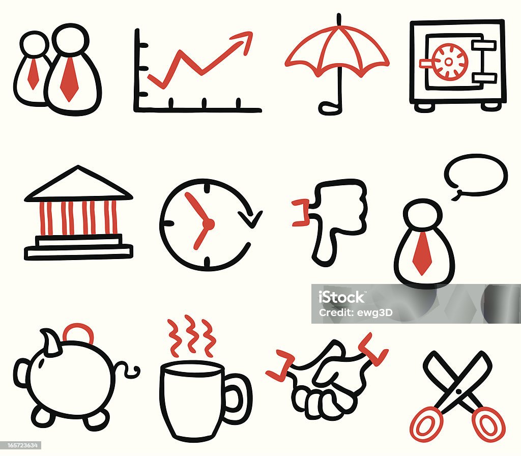 Business Icons Hand made "Business Icons" drew on tablet. Graph stock vector