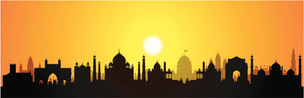 индия (зданий подробно, движимые и заполнения - delhi new delhi panoramic india stock illustrations