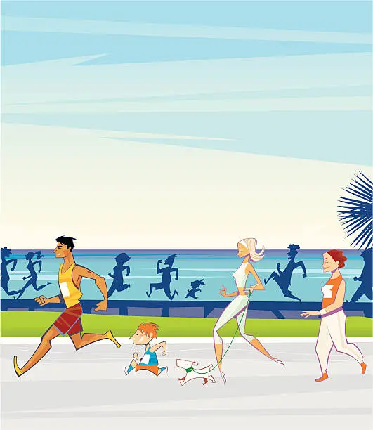 Vector illustration of Active Running People