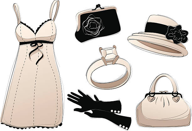 Vintage Accessories Vintage accessories all grouped on individual layers. formal glove stock illustrations