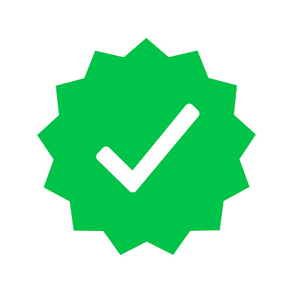 Whatsapp verified profile badge. Blue verified whatsapp account icon. Social media account verification icon. Blue check mark sign. Guaranteed safety person sign. Approved tick profile - vector