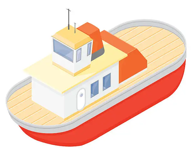 Vector illustration of Isometric Toy Boat