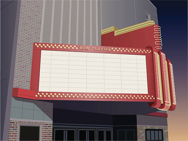 ilustraciones, imágenes clip art, dibujos animados e iconos de stock de marquesina de teatro - cinema marquee