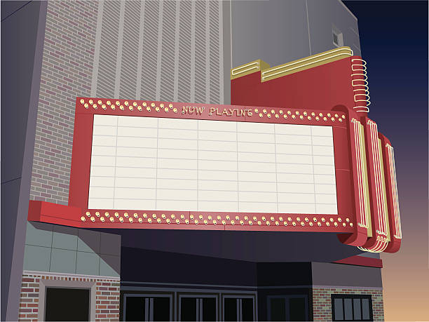 Theater Marquee A vector illustration of a classic theater marquee.  Illustration may be scaled to any size without any loss of quality because it is a vector file. box office stock illustrations