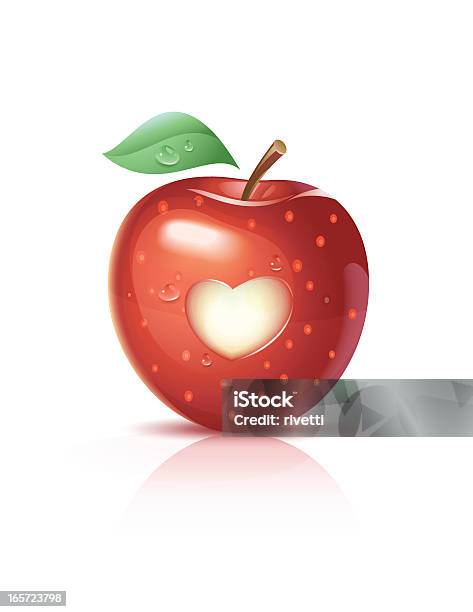 Ilustración de Un Corazón Rojo Con Manzana y más Vectores Libres de Derechos de Manzana - Manzana, Símbolo en forma de corazón, Amor - Sentimiento
