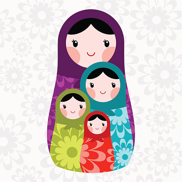 muttertag tag - russian nesting doll babushka doll russian culture stock-grafiken, -clipart, -cartoons und -symbole