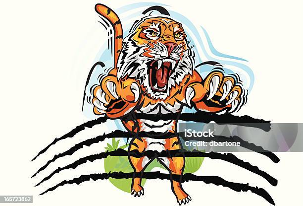 Przeskakiwanie Tiger - Stockowe grafiki wektorowe i więcej obrazów Podrapany - Podrapany, Zwierzę, Drapać się