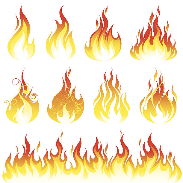 Flame collection Various fire elements flame clipart stock illustrations