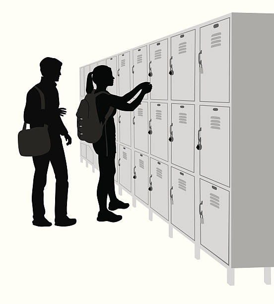 illustrazioni stock, clip art, cartoni animati e icone di tendenza di schoollockers - locker high school student student backpack