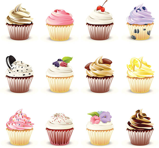 gurmánské košíky - cupcake stock ilustrace