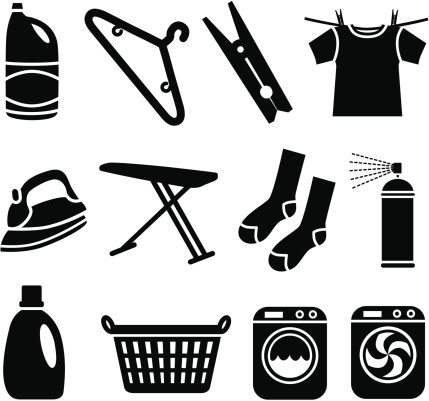 Vector icons with a laundry theme.