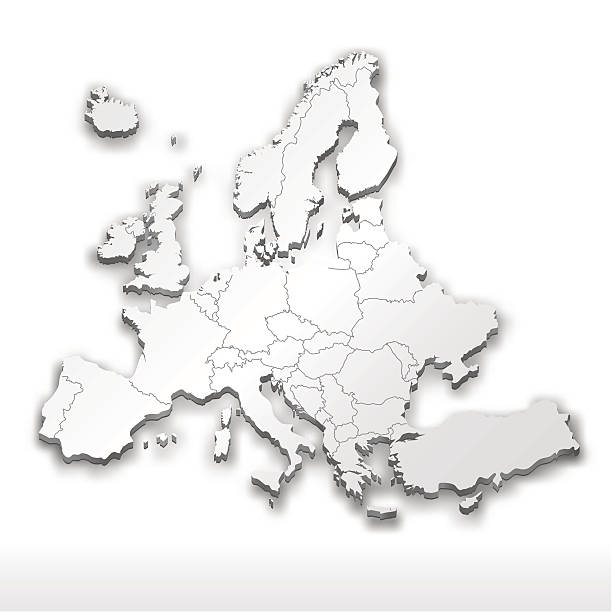 Europe map white vector art illustration