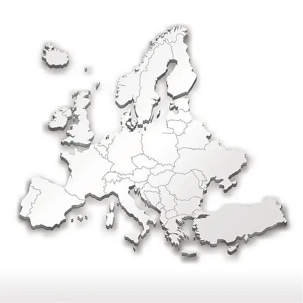 Vector illustration of Europe map white