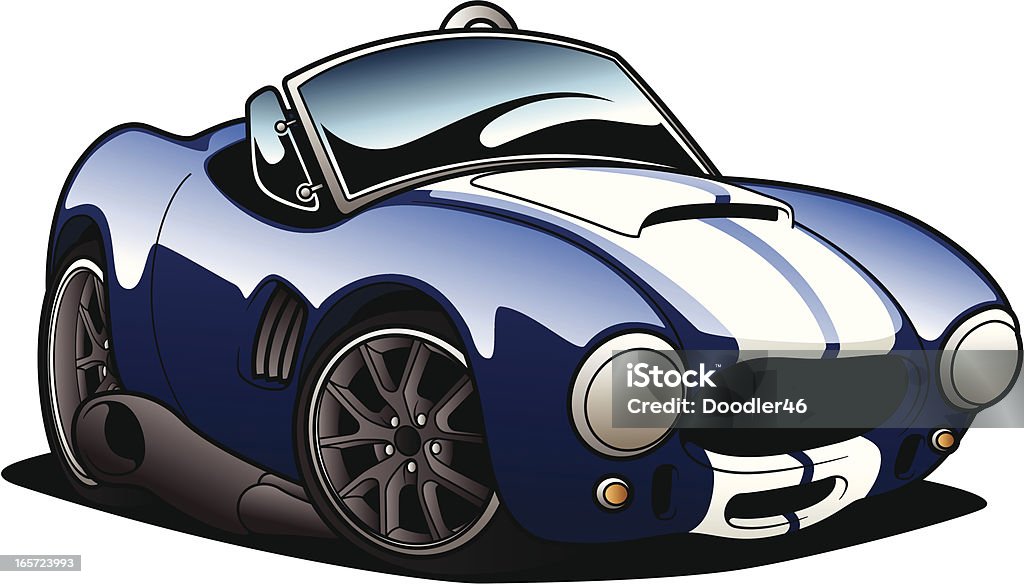Cartoon picture of a blue sports car Classic Sports car created in Adobe Illustrator Car stock vector