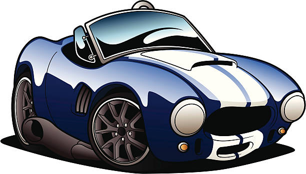 Cartoon picture of a blue sports car vector art illustration