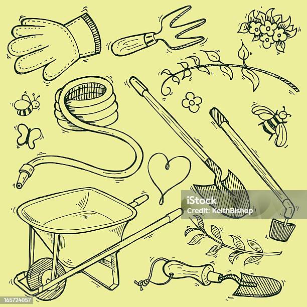 Ilustración de Jardín Herramientas De Equipos De Garabatos Para Resorte y más Vectores Libres de Derechos de Garabato