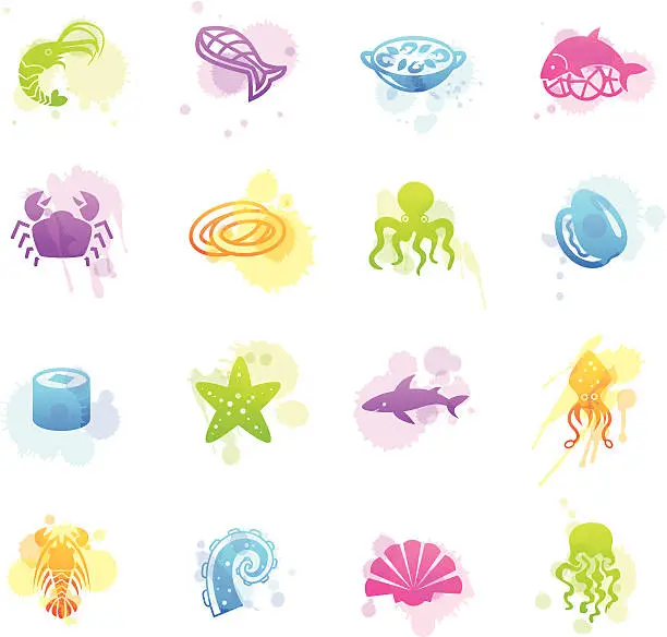 Vector illustration of Stains Icons - Sea Food