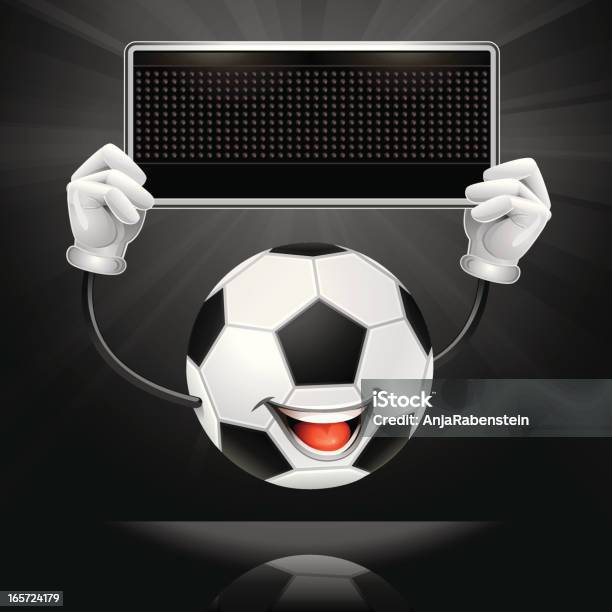 Soccer Ball Character Holding An Led Display Black Sign Stock Illustration - Download Image Now