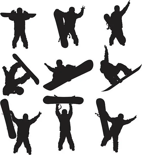 Vector illustration of Snowboarding men