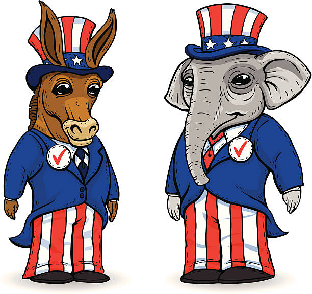 Democrat Donkey And Republican Elephant Stock Illustration - Download Image  Now - Elephant, Donkey, Cartoon - iStock