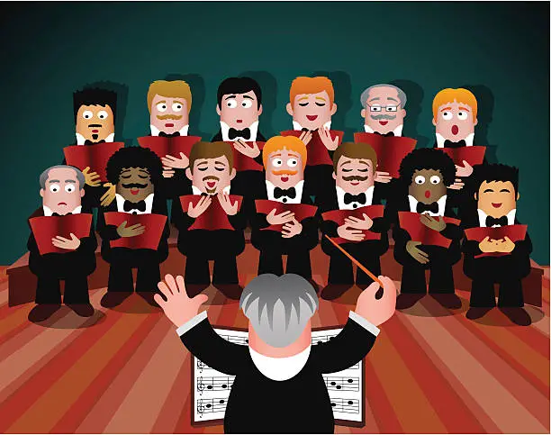 Vector illustration of men's choir