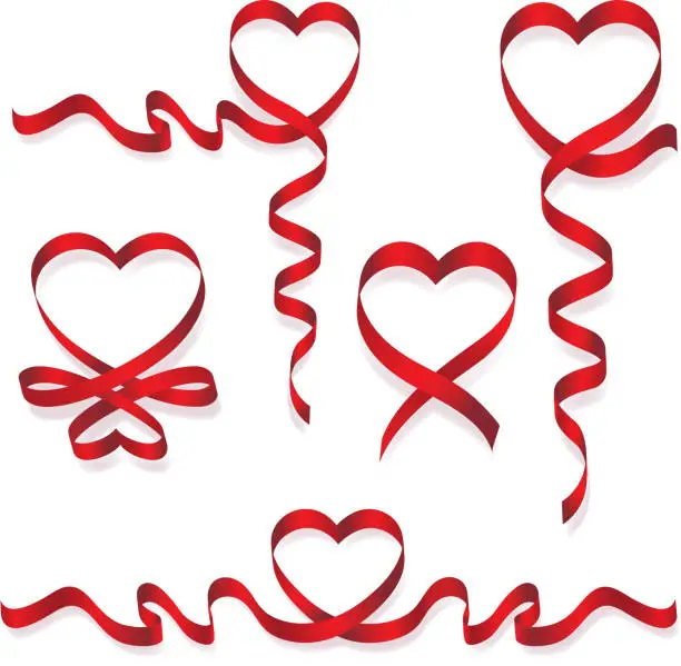 Vector illustration of Heart Shaped Ribbon