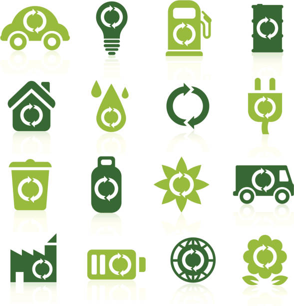 Renewable Energy Icons vector art illustration