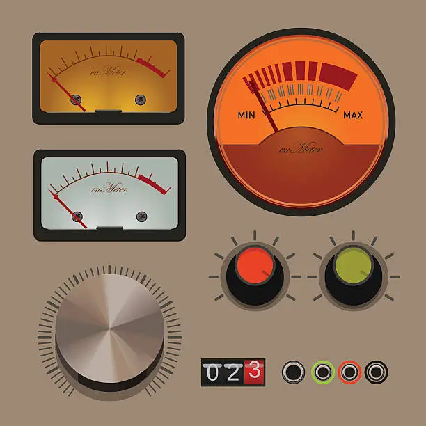 Vector illustration of gauges and knobs