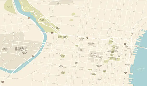 Vector illustration of Philadelphia Downtown Map