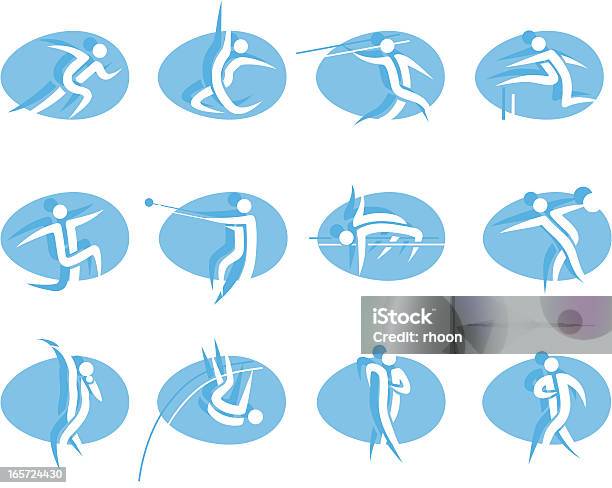 Symbolsatz Leichtathletik Stock Vektor Art und mehr Bilder von Icon - Icon, Meile, Power Walking