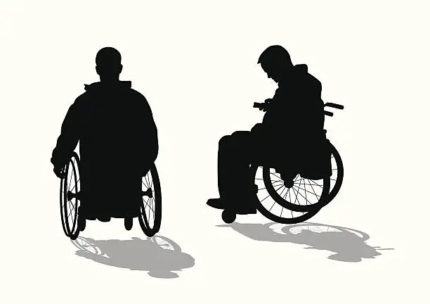 Vector illustration of Wheelchair Thoughts Vector Silhouette