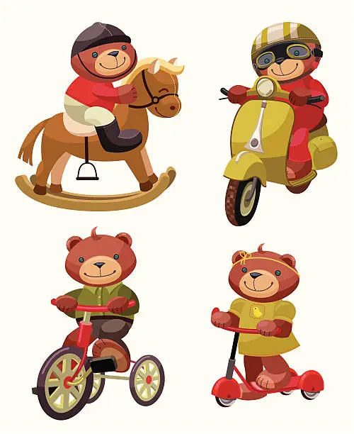 Vector illustration of Teddy Bear Series: Happy journey!