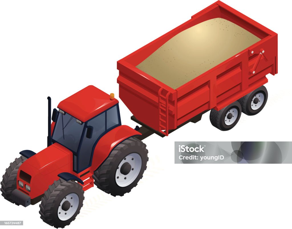 Isométricos Tractor & tráiler - arte vectorial de Proyección isométrica libre de derechos