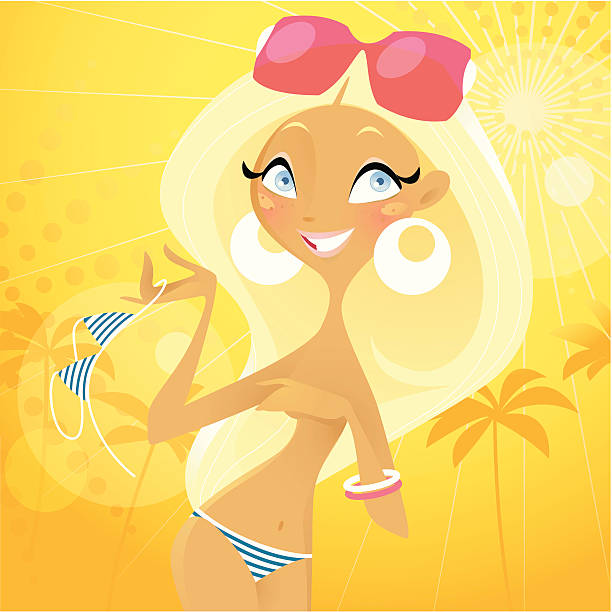 идеальный загар - sunbathing shirtless tan female stock illustrations