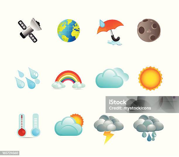 Uniwersalny Pogoda I Klimat Ikony - Stockowe grafiki wektorowe i więcej obrazów Pochmurny - Pochmurny, Pogoda, Chmura