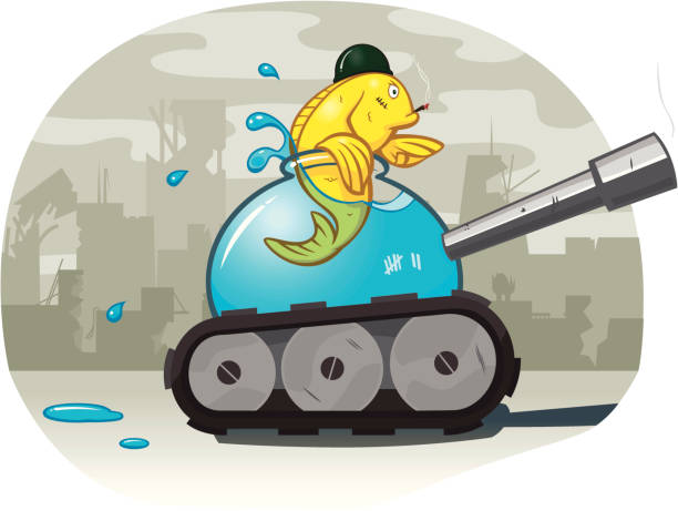 illustrazioni stock, clip art, cartoni animati e icone di tendenza di pesce rosso serbatoio commander - fish tank