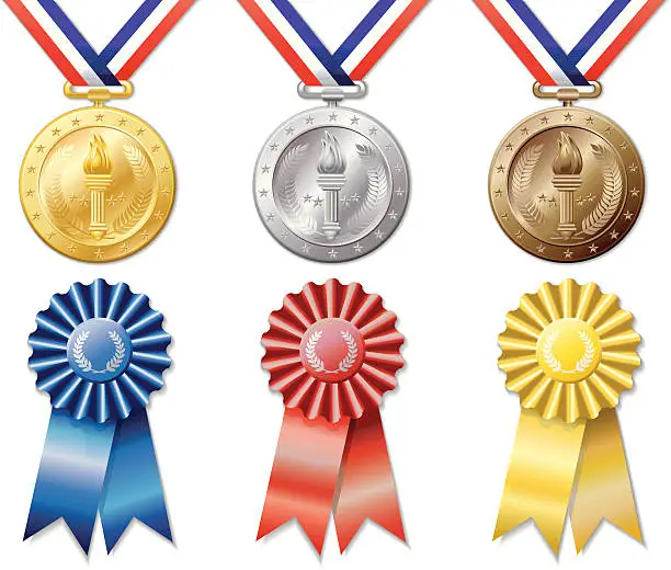 Vector illustration of Medals and Ribbons