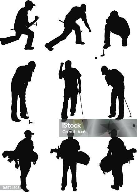 Golfers In Action Stock Illustration - Download Image Now - Men, Activity, Adult