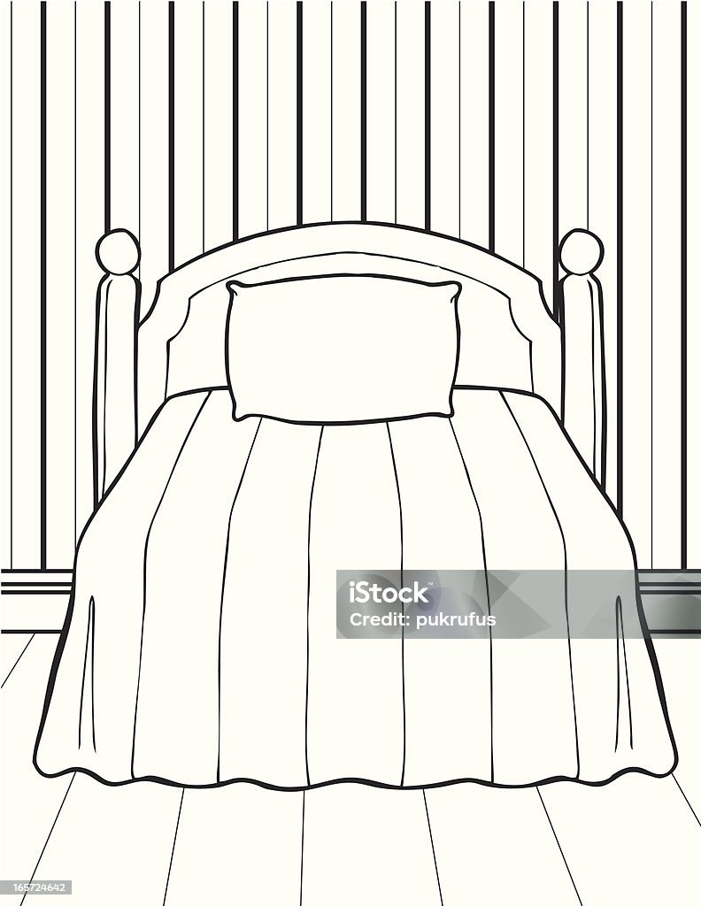 Sypialnia w czarny i biały - Grafika wektorowa royalty-free (Bez ludzi)