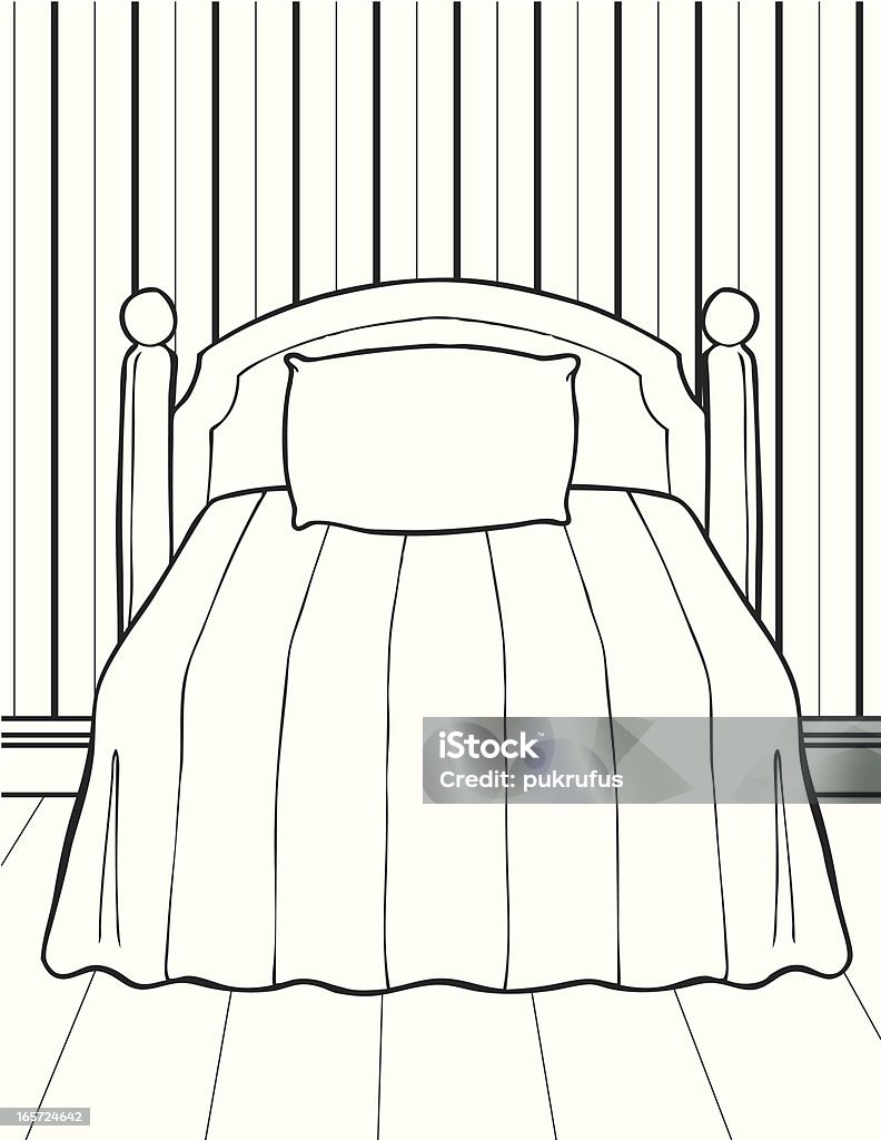 Quarto em preto e branco - Royalty-free Almofada - Roupa de Cama arte vetorial