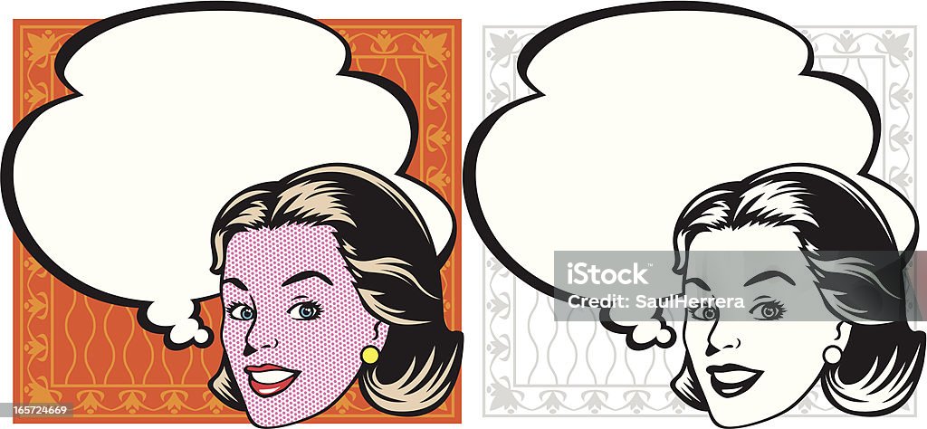 smile of woman in retro woman smiling in retro style with a globe, Women stock vector