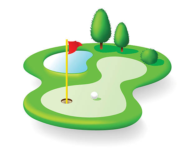 Bекторная иллюстрация Поле для гольфа значок, изолированные на белом фоне