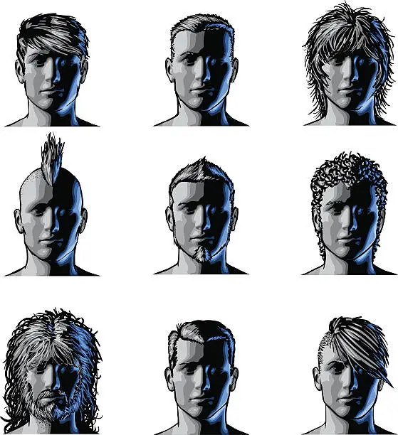 Vector illustration of Men Hairstyle