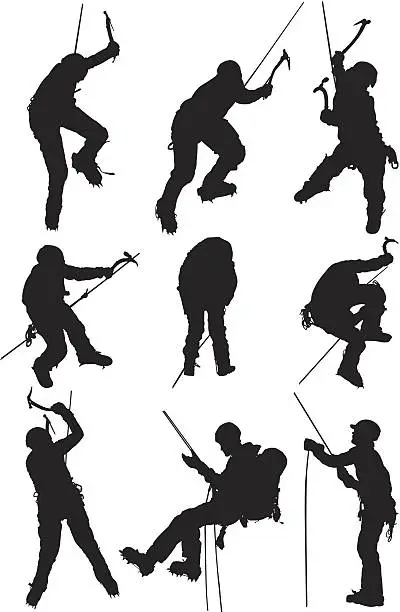 Vector illustration of Men ice climbing